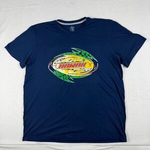 Hawaii Graphic T-Shirt Mens 2X Navy Blue Cotton Short Sleeve Tribal Island Tee